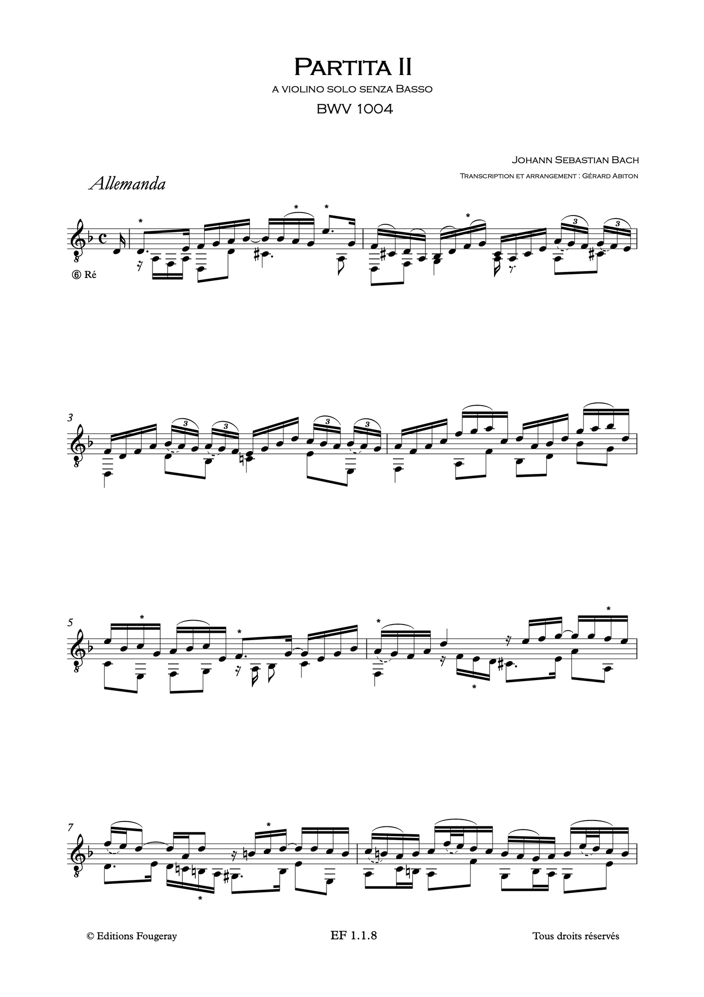 Partita BWV 1004 - Johann Sebastian Bach (Arr. Gérard Abiton)