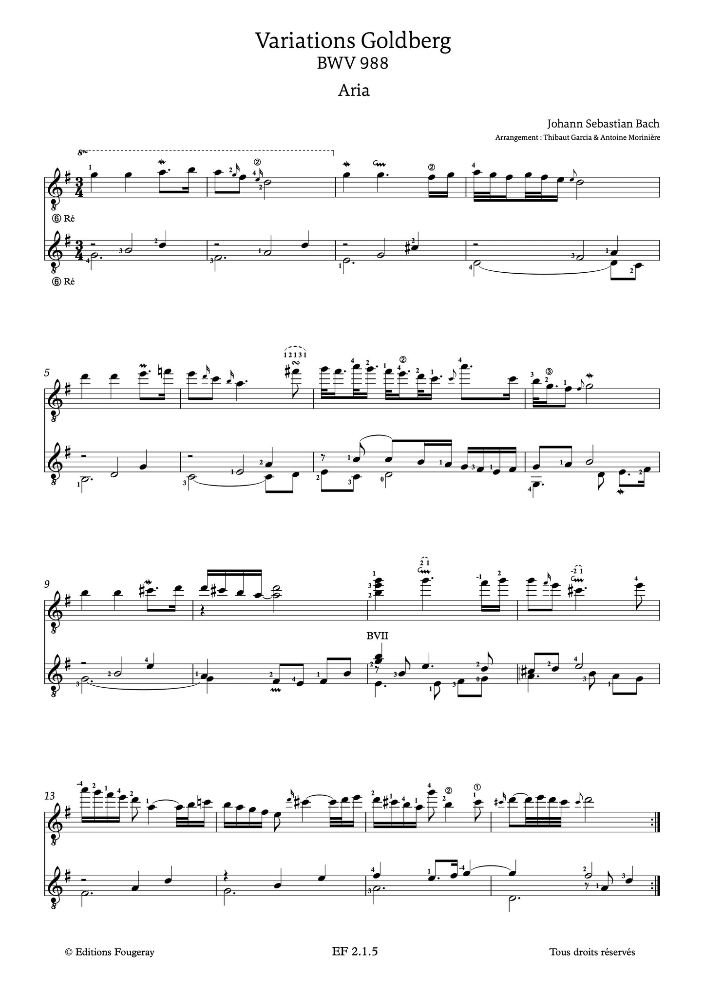 Variations Goldberg BWV 988 - J.S. Bach (Arr. Thibaut Garcia & Antoine Morinière)