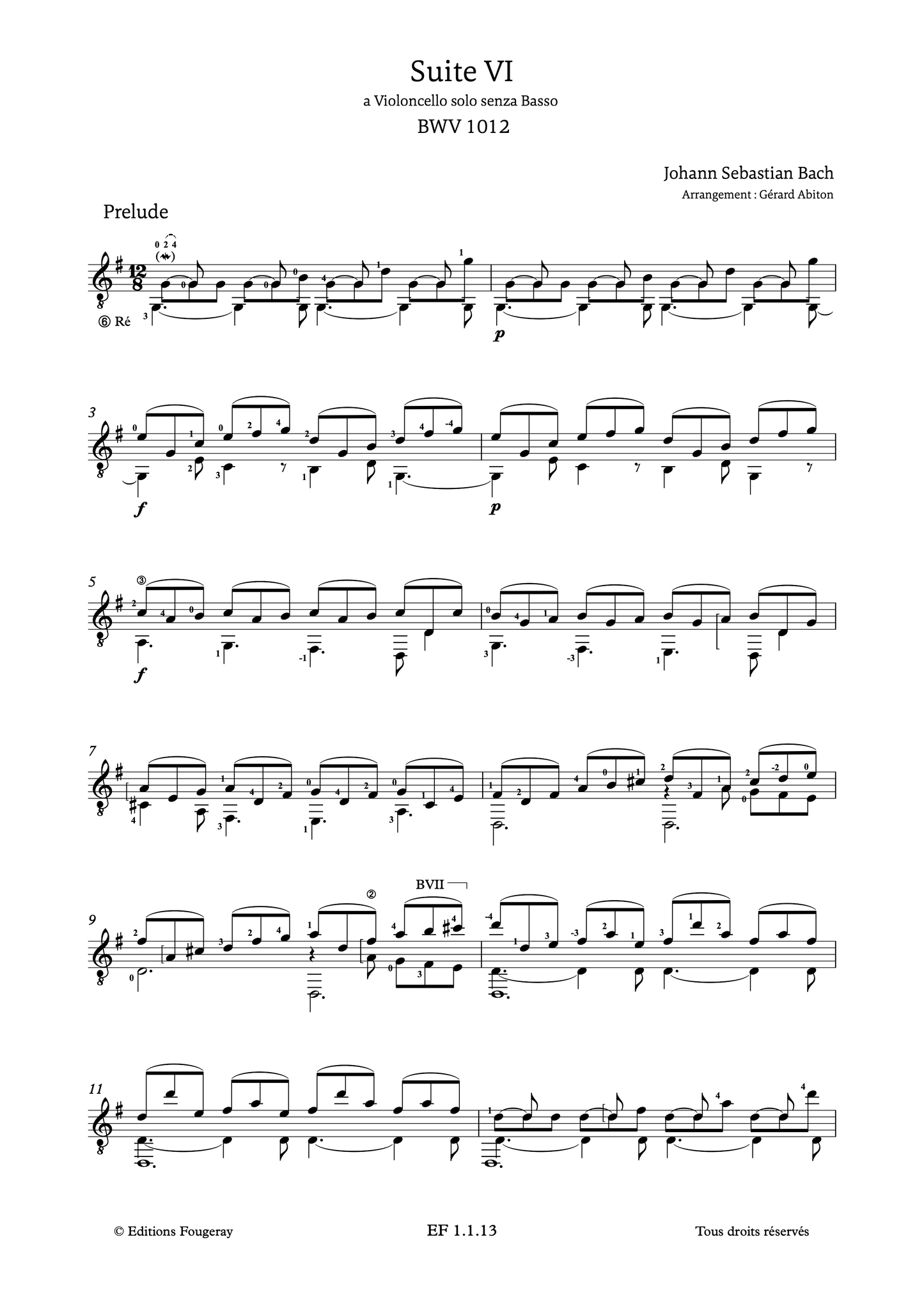 Suite VI BWV 1012 - Johann Sebastian Bach (Arr. Gérard Abiton)