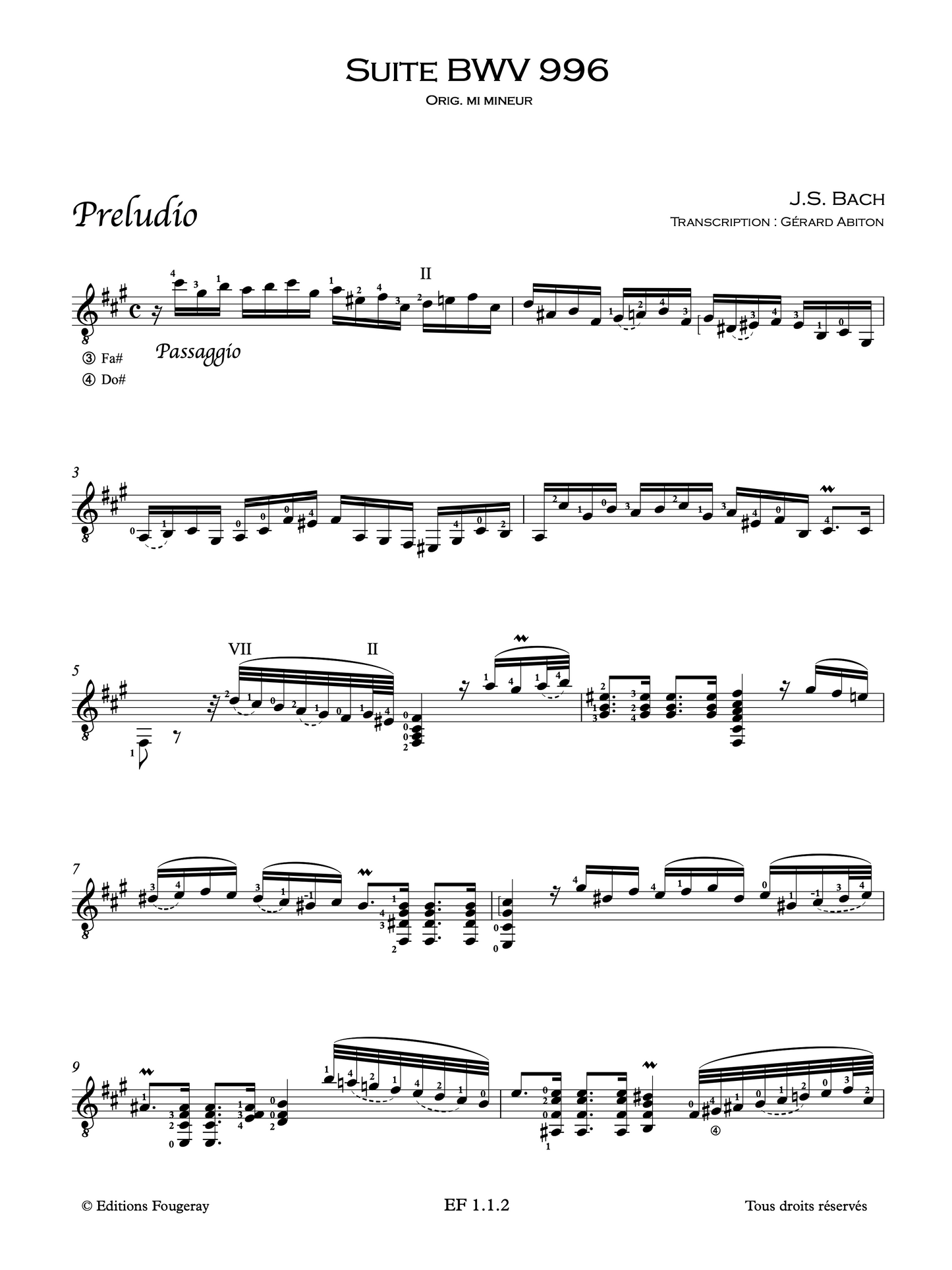 Suite BWV 996 - Johann Sebastian Bach (Arr. Gérard Abiton)