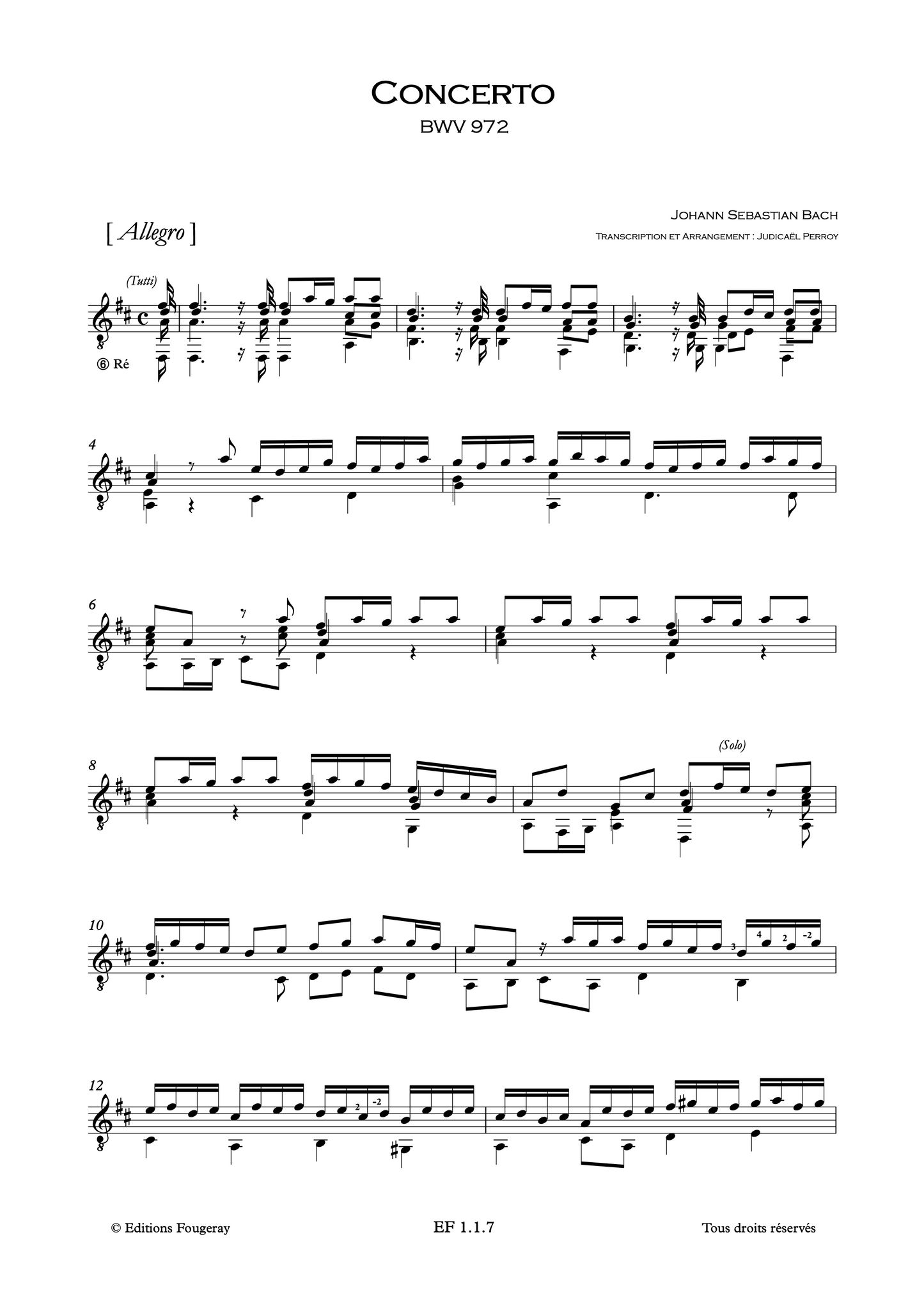 Concerto BWV 972 - Johann Sebastian Bach (Arr. Judicaël Perroy)