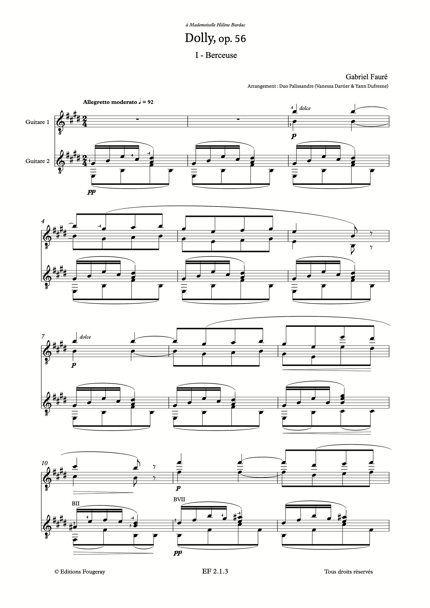 Dolly op. 56 - Gabriel Fauré (Arr. Duo Palissandre)