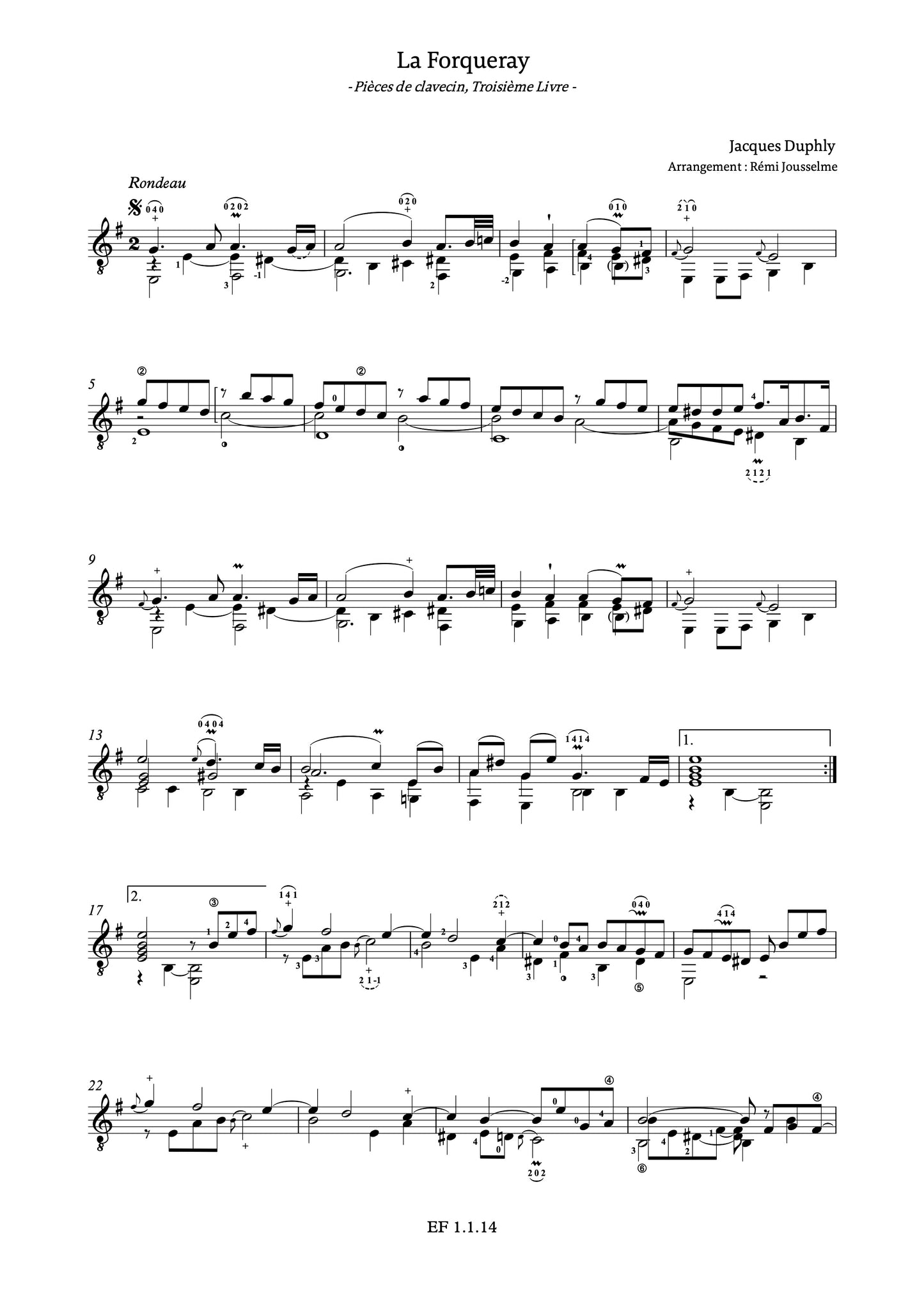 Harpsichord pieces - Jacques Duphly (Arr. Rémi Jousselme)