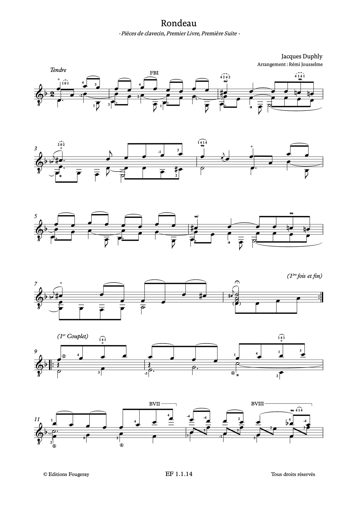 Harpsichord pieces - Jacques Duphly (Arr. Rémi Jousselme)